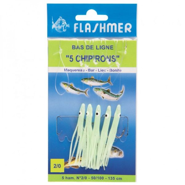 LIGNE  5 CHIPIRONS 6 CM 2/O - BLANC  PAILLETE
