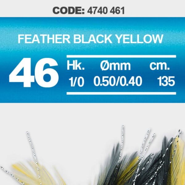SPRO 46 SALT RIG FEATHER BLACK YELLOW 2/0 3 HAMECON