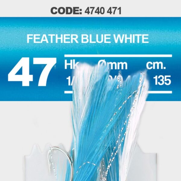 SPRO 47 SALT RIG FEATHER BLUE WHITE 2/0 3 HAMECON