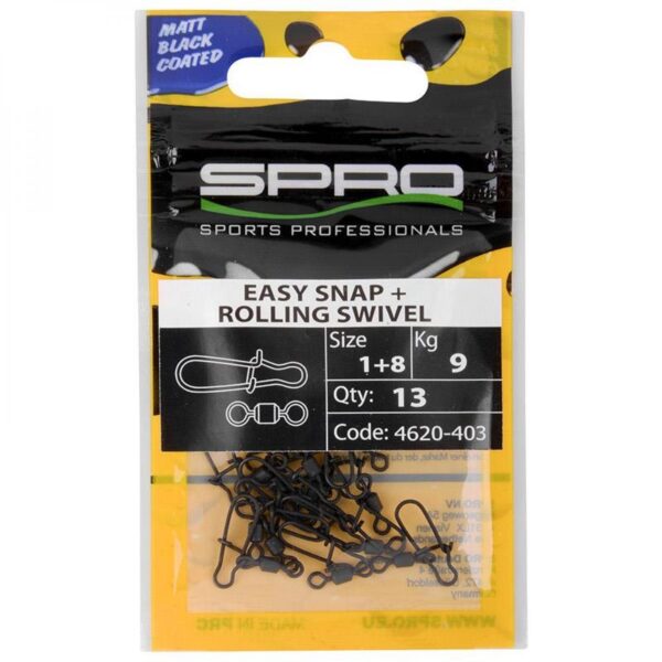 SPRO MATTE BLACK EASY SNAP+AGRAFE SWIVEL 2+6